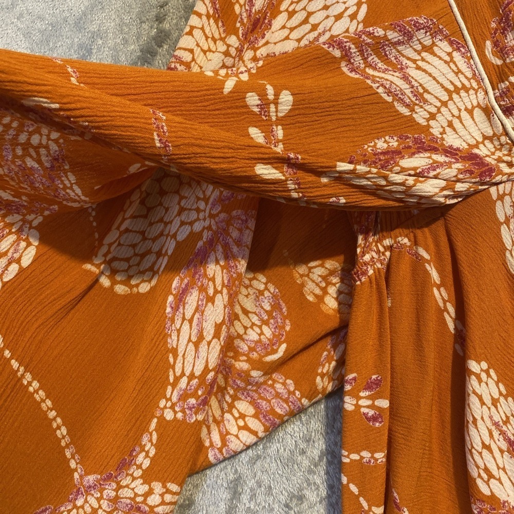 Maurices Top‎ Womens Sz S Orange Flowy Boho Hippie Cottage Beach Resort Cruise - Picture 8 of 11